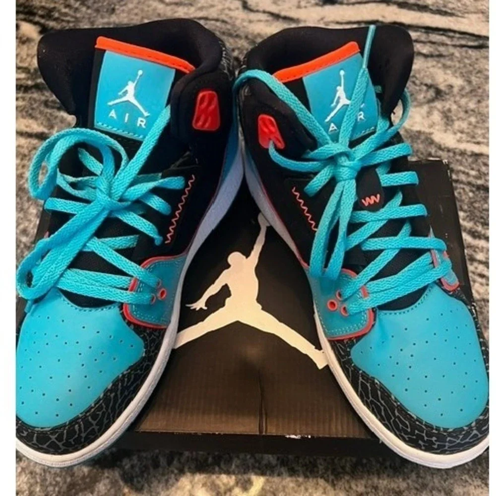 Jordan 1 Flight 2 BG Men 6Y Dusty Cactus Black NWB 631784-301 Elephant Print